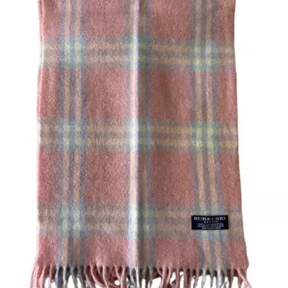 Burberry Authentic Scarf Peach 100% Lambswool Unisex Scarf Made In England - Picture 4 of 7